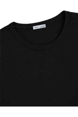 Vadon 1003 Kadın Pamuklu Slim Fit Bisiklet Yaka Yumuşak Dokulu Basic T-shirt Siyah