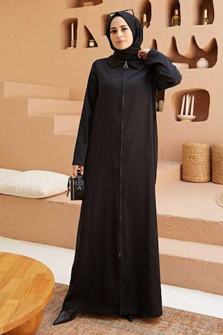 Neways 6568-Fermuarlı Ferace Siyah