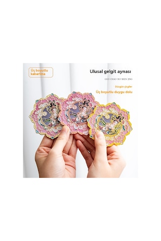 Aurora Taşınabiler Ayna Metal Çin Tarzıhatıra Hediyesi Taşın Edilse Kücük Ayna Pembe