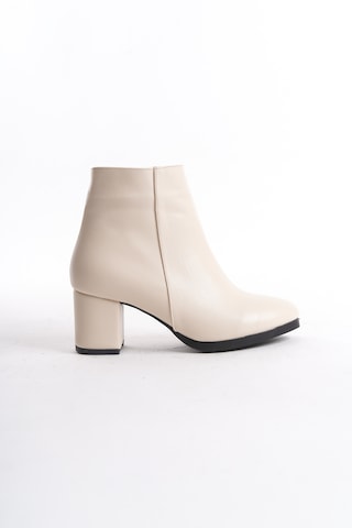 Kadın Liva Düz Topuklu Kısa Bot Bej Deri