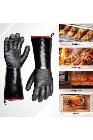 Trendooze Isıya Dayanıklı 932 F Barbekü Eldivenleri, Erkekler İçin Yağ Geçirmez Isı Kanıtı