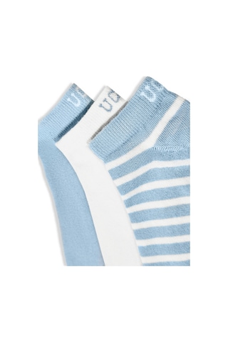 Ucla Lıoren 3'lü Gök Mavisi Kısa Jakarlı Pamuk Standard Fit Unisex Çorap