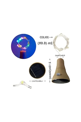 6'lı Güneş Enerjili Şarap Şişesi Işıkları, 20 Led Su Geçirmez Açık Lacivert