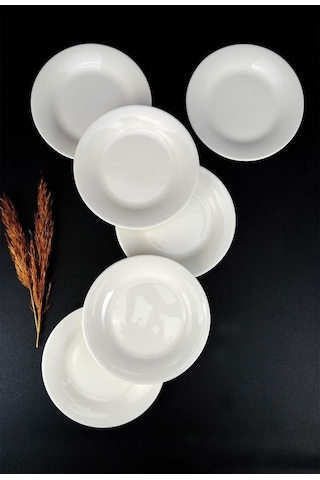 Digithome İstanbul 6 Lı Porselen Pasta Ve Sunum Tabağı Seti 19 Cm Krem - Tl4036327 C320.003