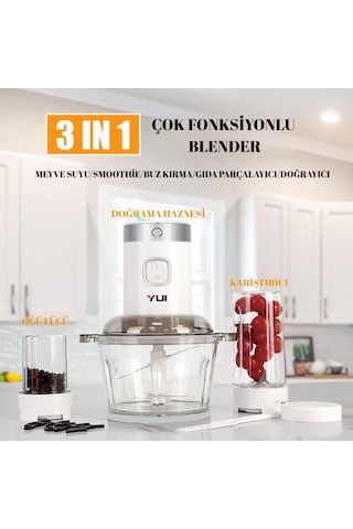 Yui M-2001 300 W 3'ü 1 Arada Blender Seti