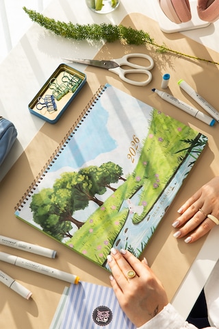 2026 Haftalık Spiralli Masaüstü Planlayıcı 24x34 Cm - Desk Planner Manzara Çok Renkli