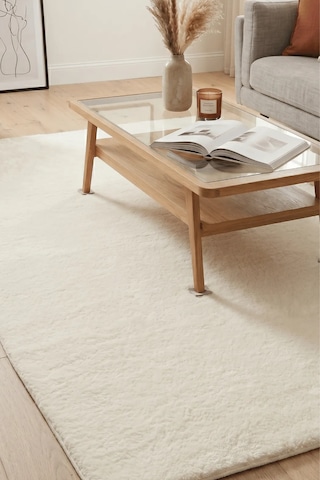 Poly Peluş Halı-krem- Salon-mutfak-antre-oturma Odası-yumuşak-kaymaz Taban-yıkanabilir Modern