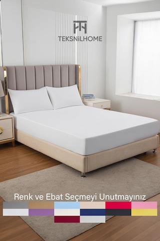 Ranforce Beyaz Pamuklu Tek / Çift Kişilik Battal Tam Kenar Lastikli Çarşaf 14 Renk Fıtted Beyaz