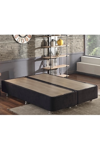 Nironyatak Niron Ela Baza -160X200 Cm Çift Kişilik Sandıklı Siyah Kumaş Baza