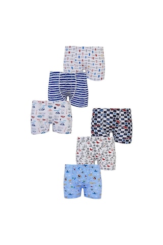 Tutku 6Lı Erkek Çocuk Renkli Boxer Desenli Baskılı Pamuklu Rahat