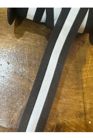 Siyah Beyaz Çizgili Şerit En 3 Cm Dikiş Giyim Aksesuarı 1 Metre