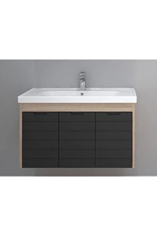 Turkuaz Seramik Frame Etajerli Lavabo 90 x 45CM-Mostar 90 Alt Modül -Siyah