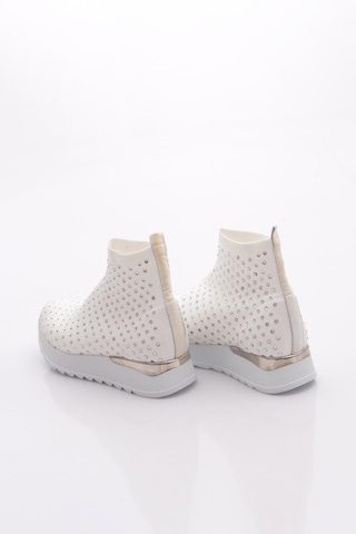 Dgn 560 Kadin Taş İşleme Örgülü Sneaker Ayakkabi Beyaz