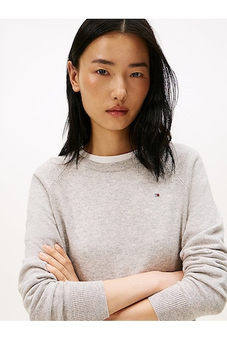 Tommy Hilfiger Wool Cash C-nk Ls Sweater Kadın Gri Kazak - Ww0ww47470 Gri