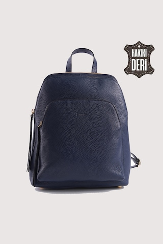 Hakiki Deri Kadın Sırt Çantası Lacivert Smr9209 Lacivert