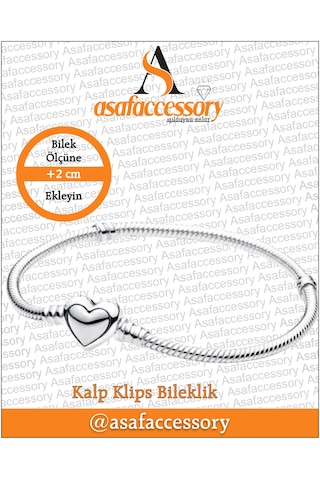 Kalp Klips Bileklik 16 Cm Gümüş Kalp Klips Bileklik 16 Cm Gümüş