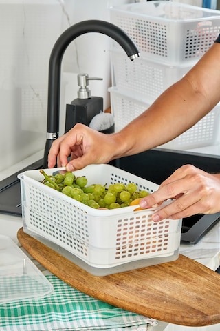 Süzgeçli Saklama Kabı Sızdırmaz Kapaklı 5 Lt - Beyaz Beyaz