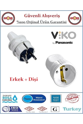 Viko Erkek Fiş + Dişi Fiş - İkisi Bir Arada - Topraklı