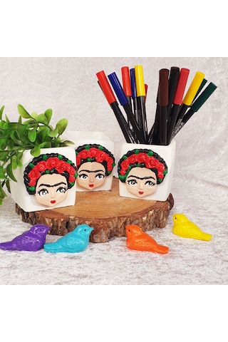 Tekli Frida Saksı/kalemlik