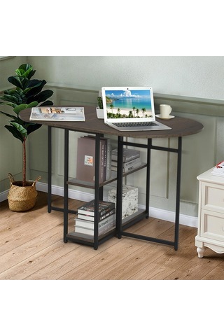 Nona Siyah Metal Kahverengi Katlanır Yemek Masası