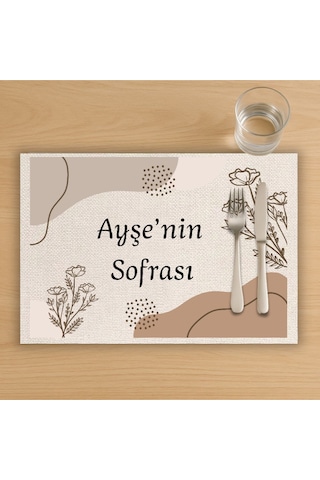 Kişiye Özel Yazılı Modern Amerikan Servis, Tabak Altlığı & Şık Masa Dekoru, Ev Hediyesi, 2 Adet Krem