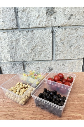 Saklama İki Bölmeli 1.5 L Saklama Kabı 10'lu