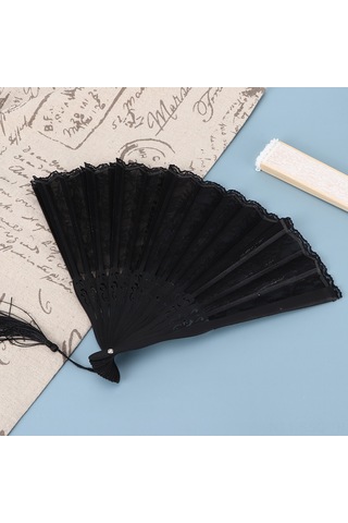 Springsun Bambu Kollu Siyah Dokuma Katlı Klipsli Plevne - Dans Propsu, Ev Dekoru, Yüksek Kaliteli Fırça