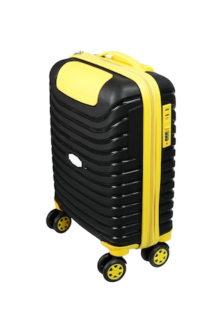Pp Underseat Küçük Boy Siyah-sarı Valiz 46x34x19 Cm 4 Tekerlek Şifreli Kilit Altın