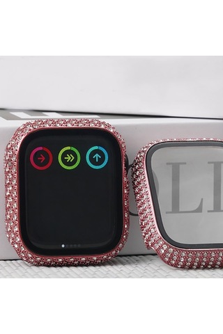 Apple Uyumlu Watch 7 41mm Zore Watch Gard 24 Kenarları Taşlı Sert Pc Koruyucu