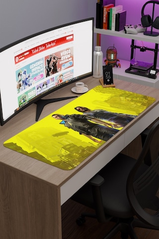 Cyberpunk 2077 Kaymaz Dikişli Kauçuk Oyuncu Mousepad V1 - 90x40 Xxl Gaming Mouse Pad Fare Altlığı