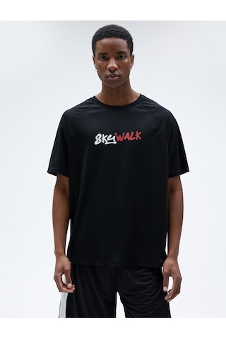 Koton Spor Oversize Tişört Slogan Baskılı Bisiklet Yaka Reglan Kol Siyah 3Sam10092Nk 3Sam10092Nk999 Siyah