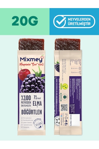 Mixmey Böğürtlen Meyve Barı 12 Adet | Sağlıklı Atıştırmalıklar – Vegan, Glutensiz, Koruyucusuz 20g X 12adet