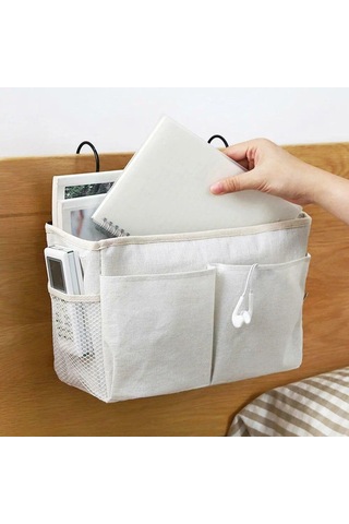 Gri Başucu Saklama Çantası Düzenleyici Tv Uzaktan Kumanda Asılı Kanepe Depolama Organizatör Yatak Tutucu Cepler Yatak Odası Yurt Saklama Çantası Gri
