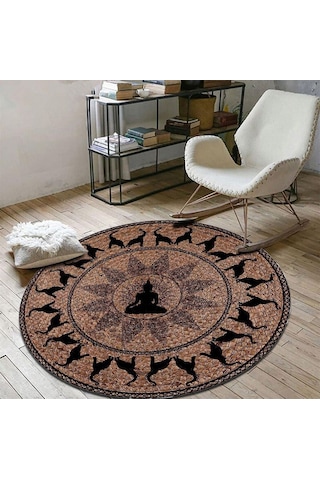 Jüt Yuvarlak Hasır Halı Yolluk Salon Oda Mutfak Halısı Ks-1033