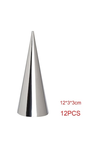 12 Adet Konik Boru Koni Rulo Kalıpları Paslanmaz Çelik Spiral Kruvasan Kalıpları Pasta Kremalı Boynuz Kek 8.7 2.5cm