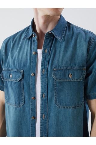 Lcw Jeans Yeşil Regular Fit Kısa Kollu Erkek Jean Gömlek