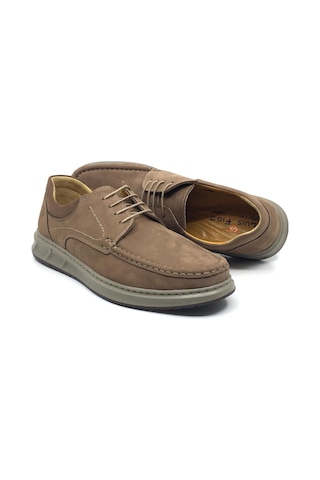 Luis Figo %100 Hakiki Nubuk Deri Ortopedik Erkek Rahat Günlük Loafer Büyük Ayakkabı 40-48 Vizon Nubuk Bağcıklı Vizon