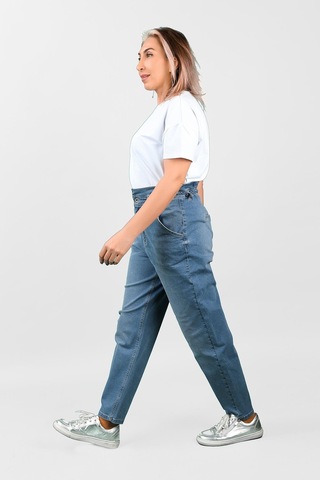 Kadın Beli Lastikli Kot Pantolon Mavi