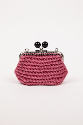 Fabric Craft Bag Bozuk Para Cüzdanı Merserize Pamuk Klipsli Örgü Gül Kurusu