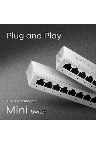 Zyxel 5-port Gigabit 10/100/1000 Unmanaged Ethernet Switchı Ethernet Splitter Masaüstü Veya Duvara Montaj Gs-105b V5