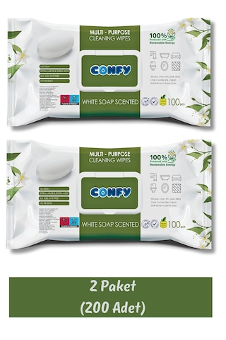 Confy Yüzey Temizlik Havlusu Ve Mendili Beyaz Sabun Kokulu 2'li