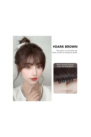 Sahte Patlama Tapınaklarla Saç Uzatma - Doğal Günlük Görünüm İçin Wispy Fringe Clip -on Light Brown