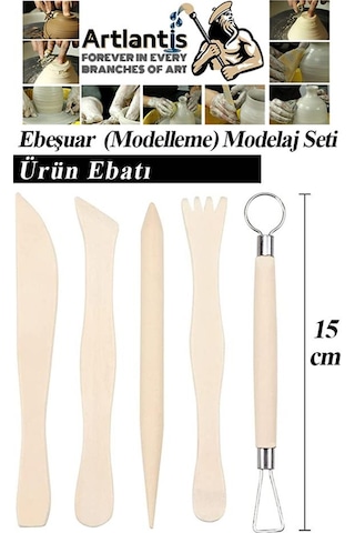 Ebeşuar Seti 5 Li 15 Cm 1 Paket Ahşap Modelaj Modelleme Aletleri Seramik Kil Ve Heykel Modelaj Kalemi