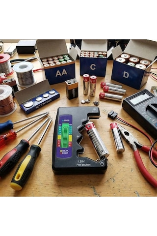 Bay Evrensel Dijital Pil Test Cihazı Aa, Aaa, C, D, N, 9v Ve Düğme Pil Uyumlu Mini Pil Kapasite & Seviye Öl