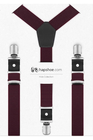 Hapshoe Ayarlanabilir Klipsli Bordo Çocuk Kemer Pantolon Askısı Bordo