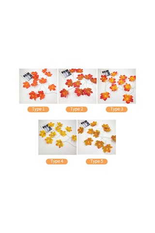 Yifomall Turuncu Akçaağaç Yapraklı 6m 40 Ledlı Batarya İle Çalışan Ip65 Su Geçirmez Bahçe Partisi Dekoratif Işık Zinciri Batarya Dahil Değil Diğer