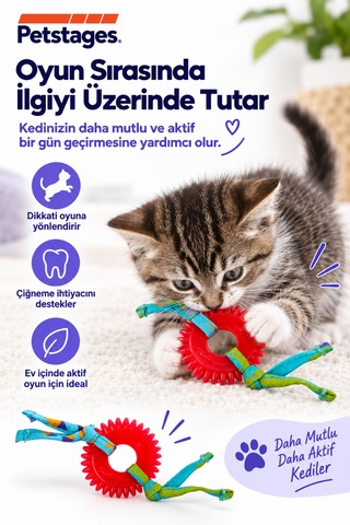 Petstages Kitty Chew Wheel Kedi Çiğneme Oyuncağı - Dayanıklı Ve Güvenli