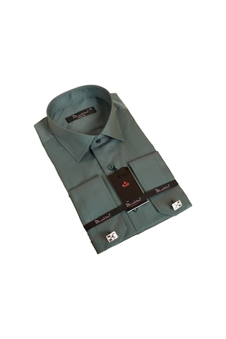 Dicotto Haki Yeşil Dar Kesim Micro Kumaş Kol Düğmeli Slim Fit Erkek Gömlek - 201-19 001