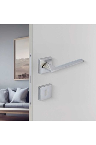 Sese Eliz Modeli Rozetli Oda Kapı Kolu Inox Renk 200-201r-01-53
