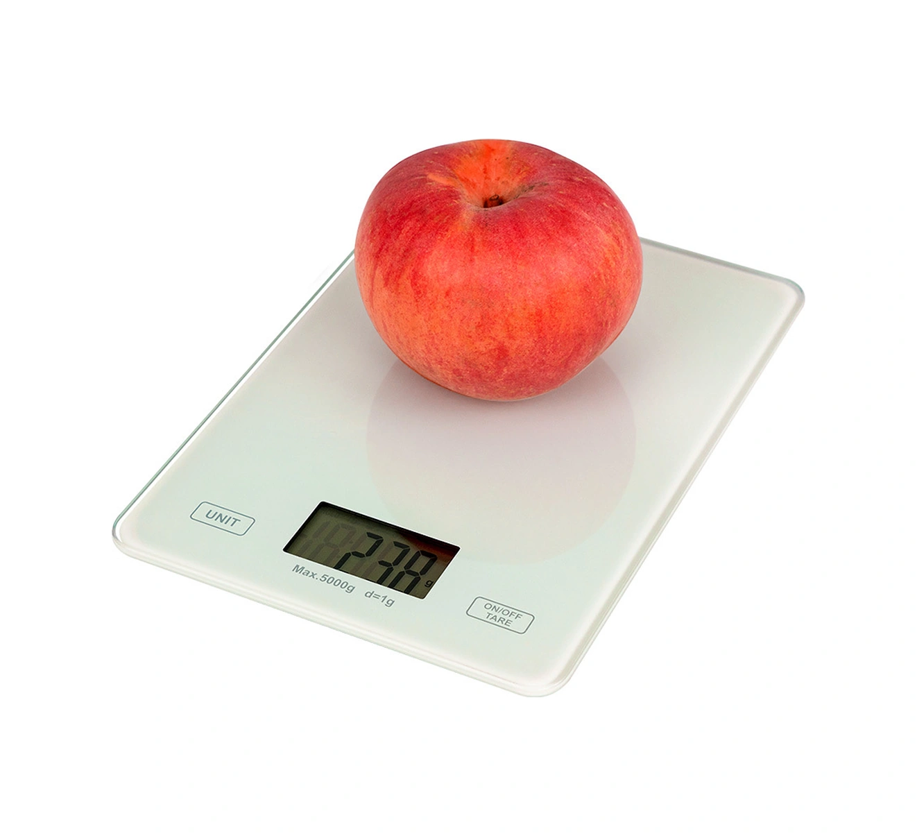 Lemestar Beyaz Mutfak Dijital Terazi 5kg/1g, Cam Platform, Hassas Sensor, Ölçü Birimi Dönüştürme, Yük Fazlalığı Göstergesi Pil Dahil Değil Çok Renkli